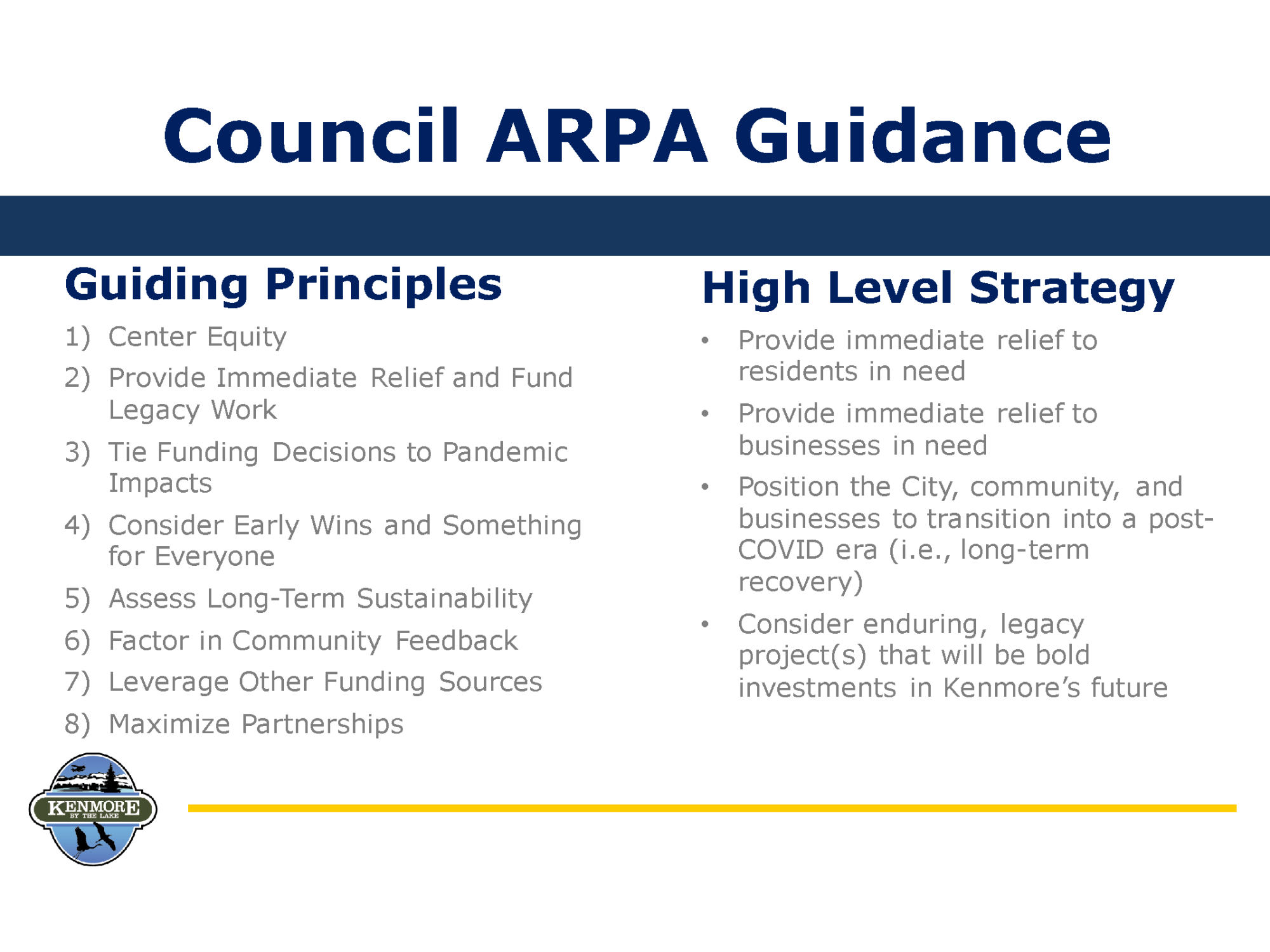 ARPA City Council Guiding Principles