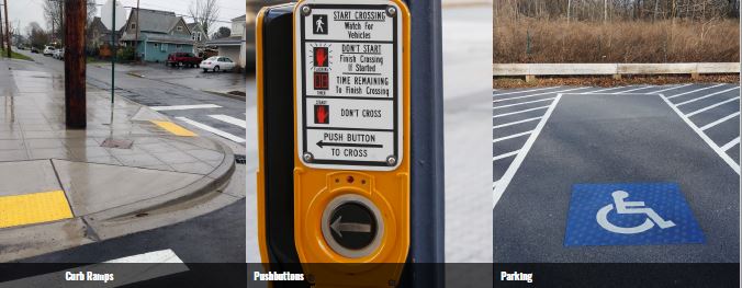 Curb Ramp, Ped Call Button, Accessibility Parking