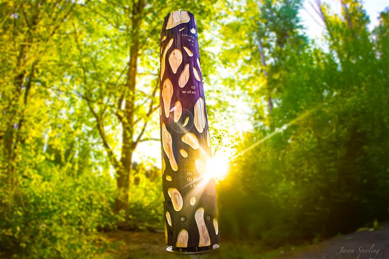 Carved Cedar Pole in Sunrise