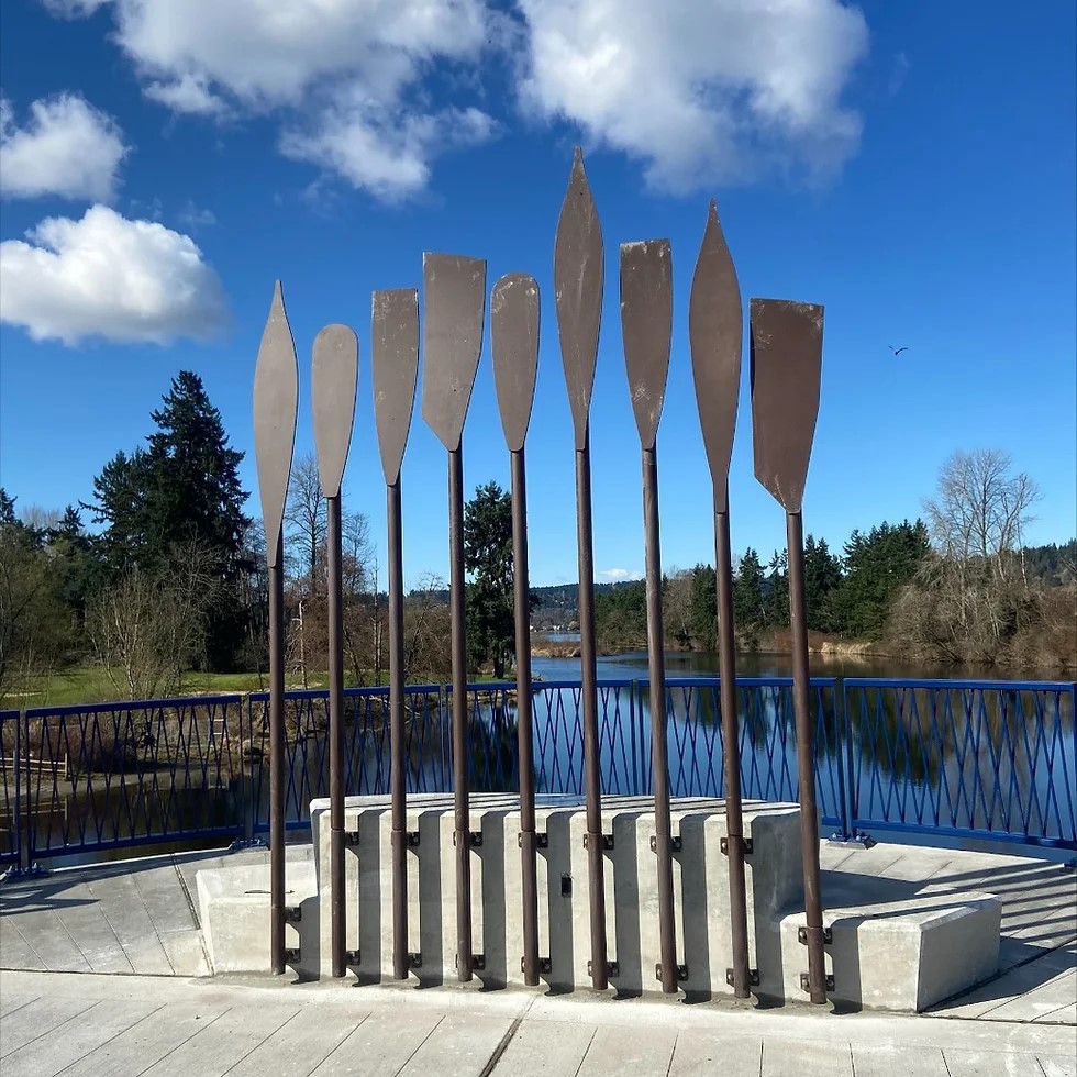 Metal Oar Sculpture on Sammamish Bridge