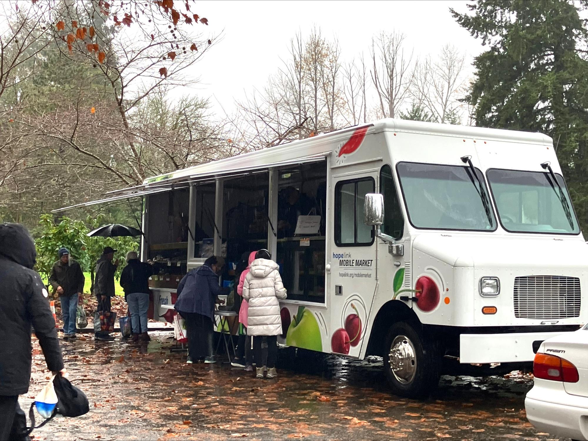 Hopelink Mobile Food Access Truck Open Side Kenmore Senior Center